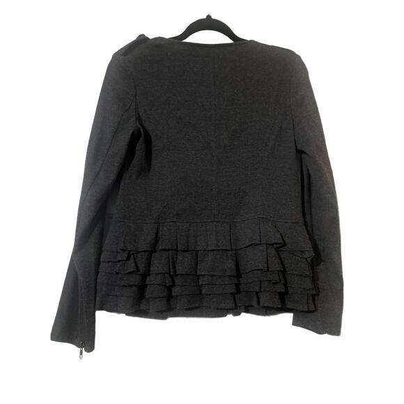 Deja Vu Jacket S Gray Military Ruffled Hem Edgy Chic - Picture 4 of 7